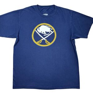 Buffalo Sabres NHL Hockey Men’s Jack Eichel Blue Logo T-shirt Jersey size L